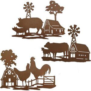 Farm Wall Decor Farmhouse Fence Decor Outdoor Metal Wall Art Cow Farm Animal